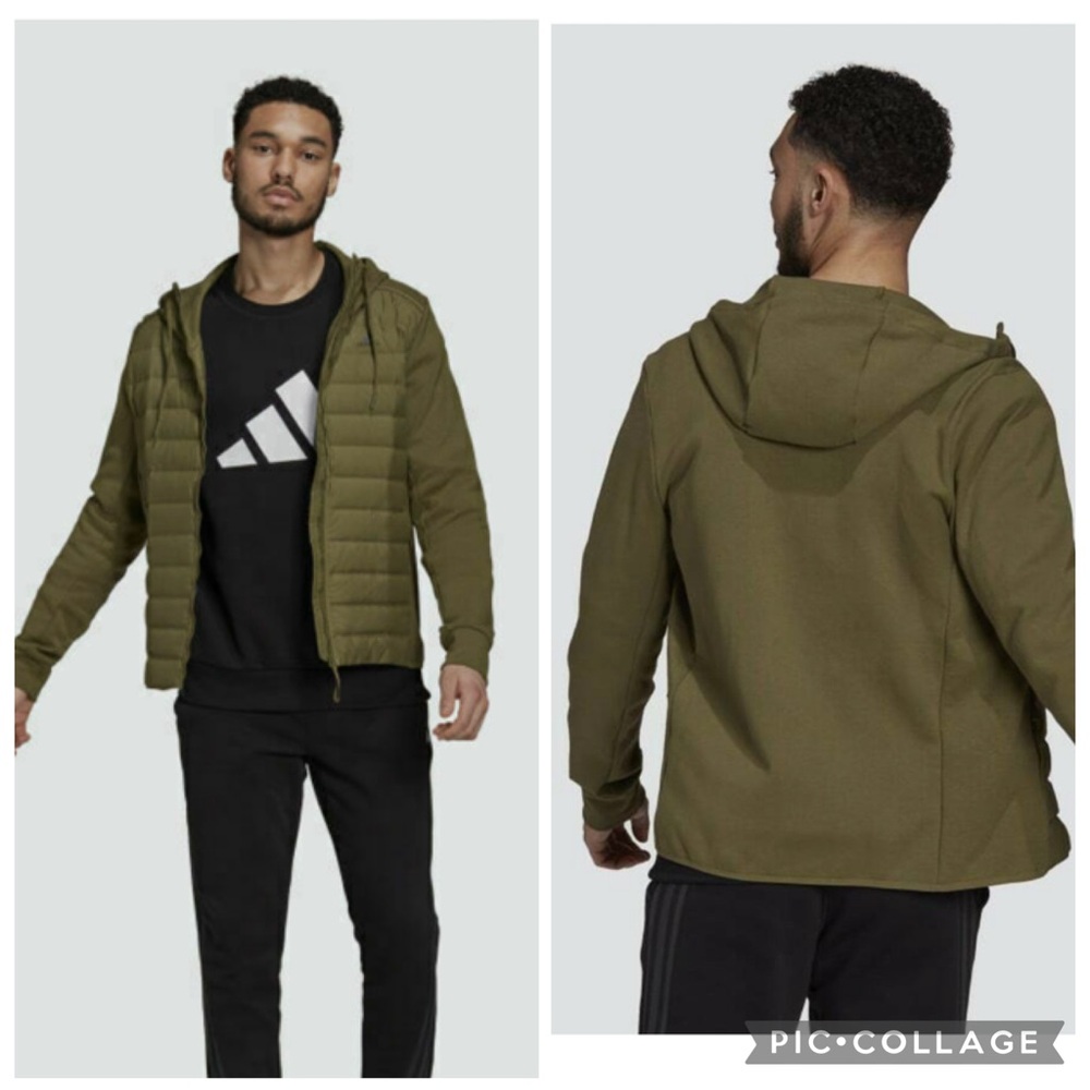ADIDAS Varilite Hybrid Green Quilted Jacket men's size Small Down Filled